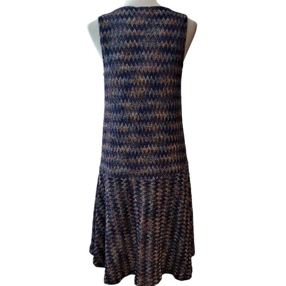 Maeve Womens Multicolor Westwater Chevron Drop Waist Slip Lined Knit Dress S - Picture 3 of 11